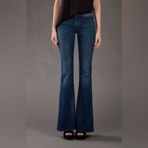 Mother Jeans Flare 31 The Curfew Plain Jane & the Hotshot Dark Wash Mid Rise